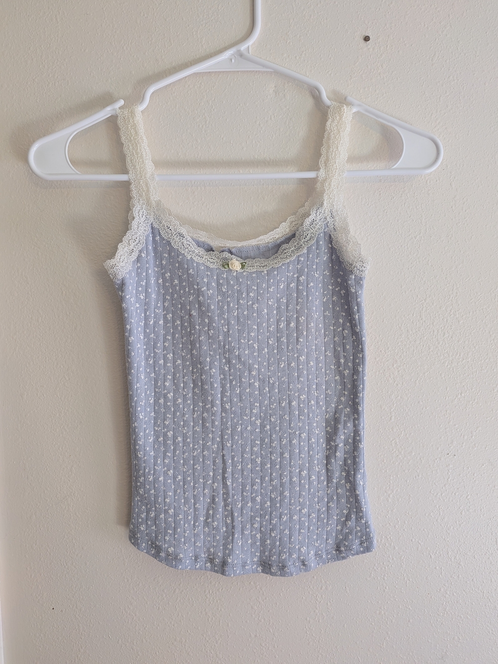 Aeropostale Light Blue Floral Lace-Trim Camisole
